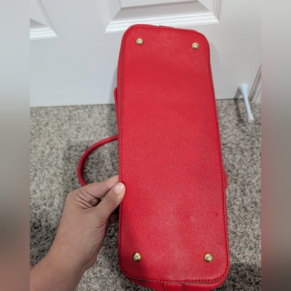 Nine West Fire Orange Red Satchel Handbag with Crossbody Straps - Picture 10 of 13